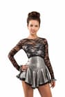 Figure Skating Dress Style A15 Silver Italian Fabric, Handmade 176