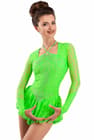 Figure Skating Dress Style A16 Green Italian Fabric, Handmade 196
