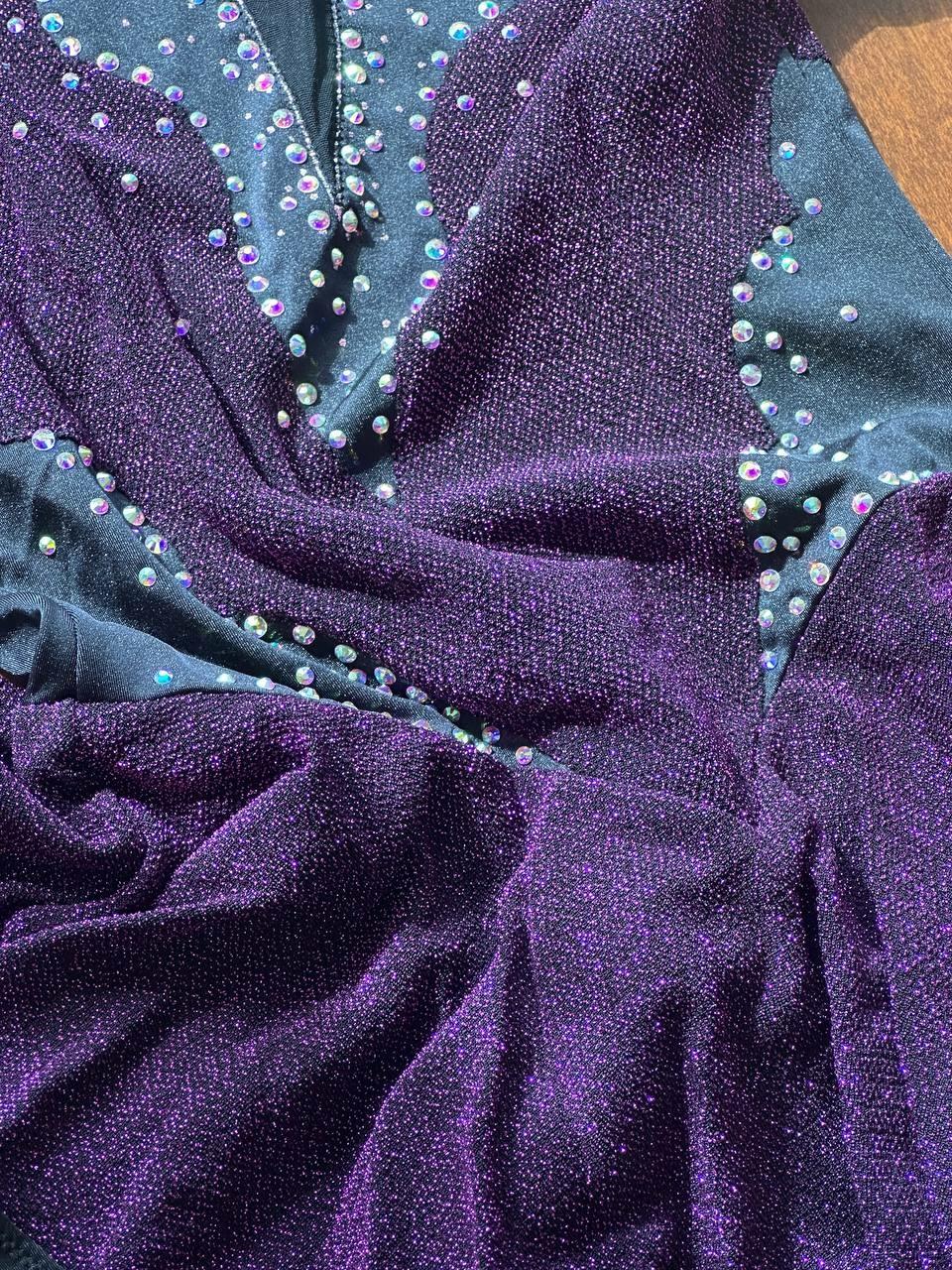 Figure Skating Dress Style A14 Lurex Bordo Italian Fabric, Handmade 163
