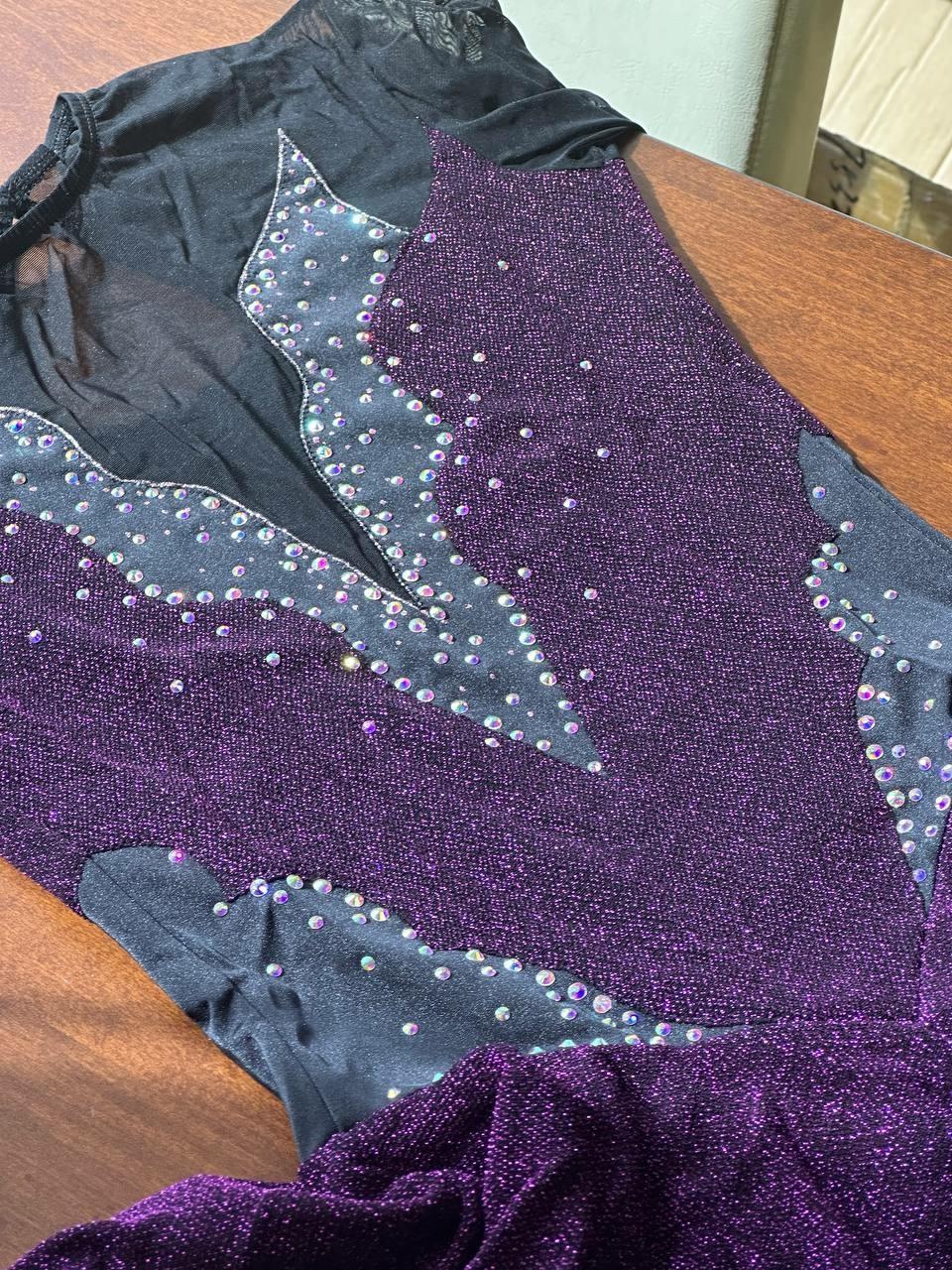 Figure Skating Dress Style A14 Lurex Bordo Italian Fabric, Handmade 164