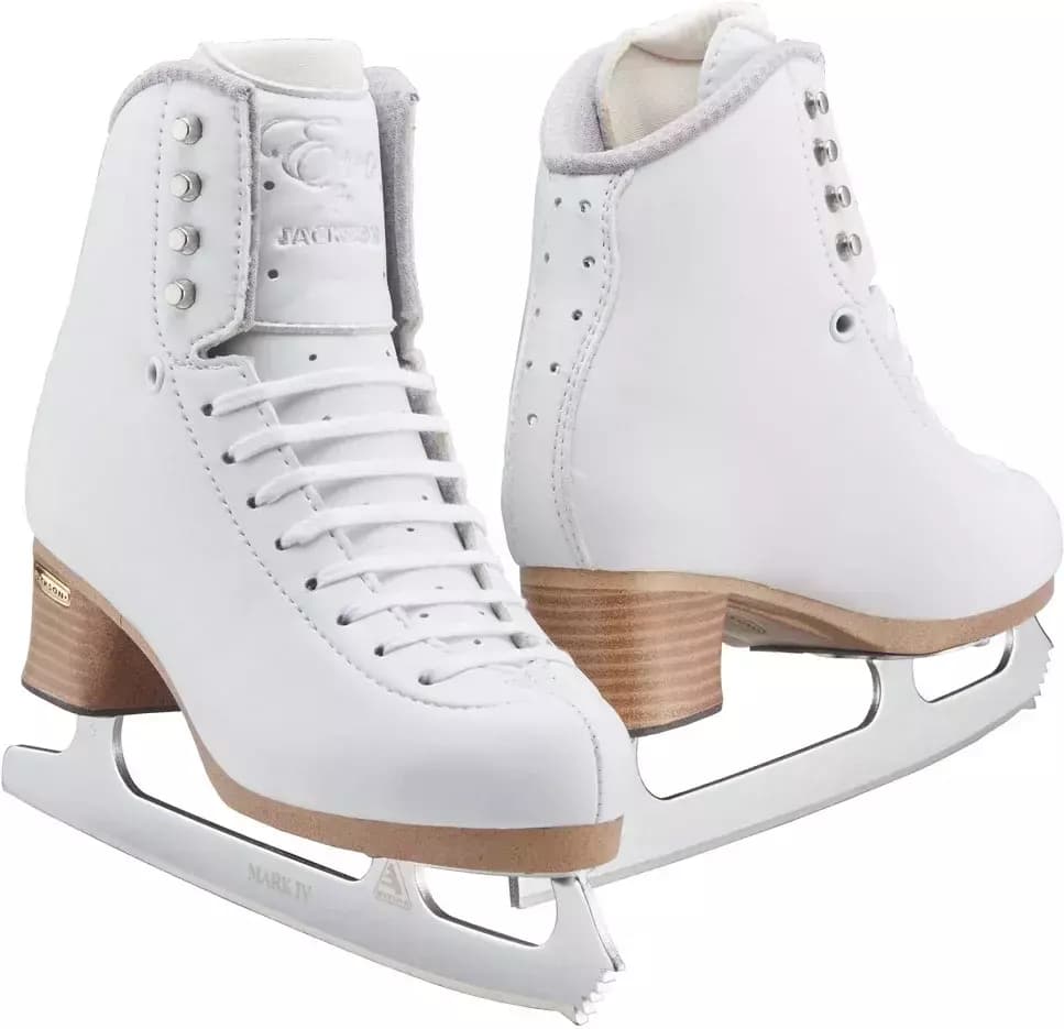 Jackson Ultima Evo Fusion FS2020 Women’s and Girls’ Figure Skates Jackson Ultima Evo Fusion FS2020 white figure skates, pair, with Ultima Mark IV blades