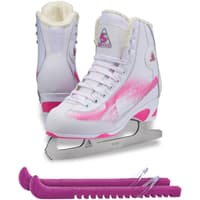 Jackson Ultima Rave RV2000 Women's Figure Skates White/Pink, Size: Adult 4 Bundle with Free Guardog Skate Guards
