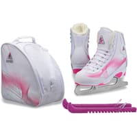 Jackson Ultima Rave RV2000 Women's Figure Skates White/Pink, Size: Adult 4 Bundle with Free Bag and Guardog Skate Guards