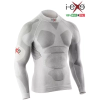 I-EXE Made in Italy – Herren-Multizone-Langarm-Kompressionsshirt – Farbe: Weiß mit Schwarz Kompressionshemden und T-Shirts