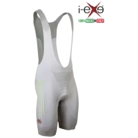 I-EXE Made in Italy – Multizone Compression Men’s Cycling Shorts – Color: White with Green Cycling Bib Shorts