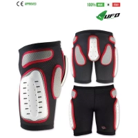 UFO PLAST Made in Italy – Mens Padded Shorts, Hip Protection, Plastic Padded – White with Red Padded Shorts