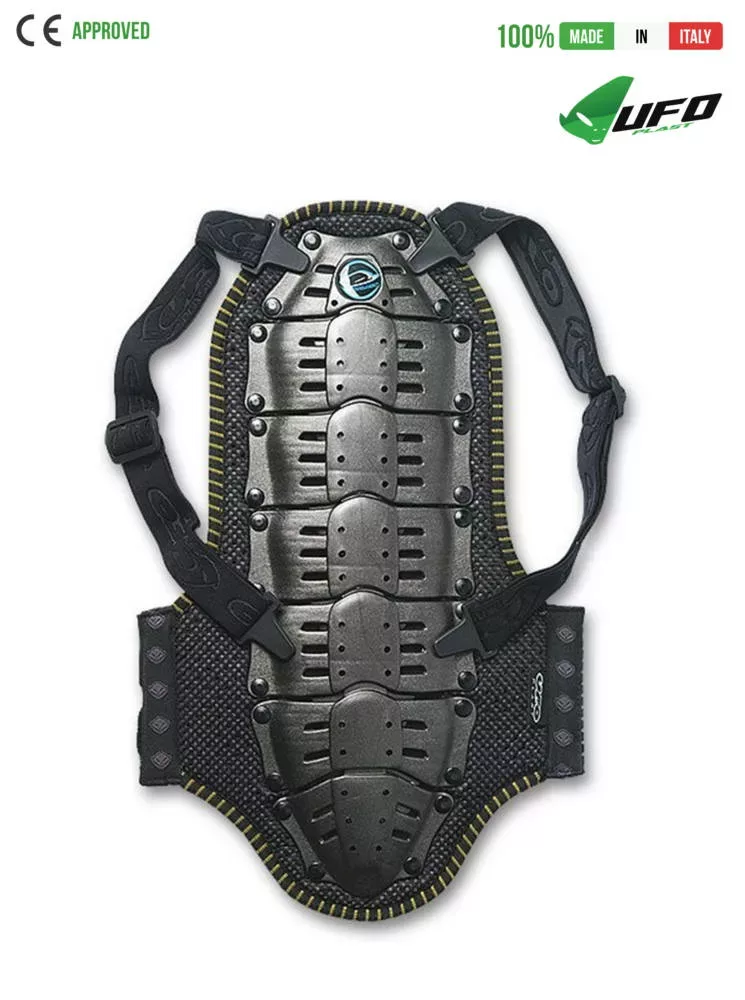 UFO PLAST Made in Italy – KOMBAT Rückenprotektor für Kinder – lang, Alter 9–12, Sicherheitsset mit Rückenstützgürtel Snowboard Wirbelsäulen-Rückenprotektor