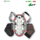 UFO PLAST Made in Italy - Protector de espalda KOMBAT para niños - Largo, 9-12 años, kit de seguridad con cinturón de soporte para la espalda