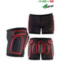 UFO PLAST Made in Italy - Soft Padded Shorts For Kids, Removable Hip and Side Protection, Black with Red