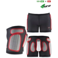 UFO PLAST Made in Italy – Weich gepolsterte Shorts für Kinder, abnehmbarer Hüft- und Seitenschutz, Weiß mit Rot Gepolsterte Shorts