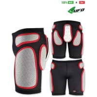 UFO PLAST Made in Italy - Soft Padded Shorts, Hip Protection, Removable Plastic Padding, White with Red