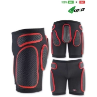 UFO PLAST Made in Italy – Soft Padded Shorts, Hip Protection, Removable Plastic Padding, Black with Red Padded Shorts