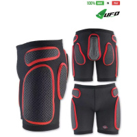 UFO PLAST Made in Italy - Soft Padded Shorts, Hip Protection, Removable Plastic Padding, Black with Red