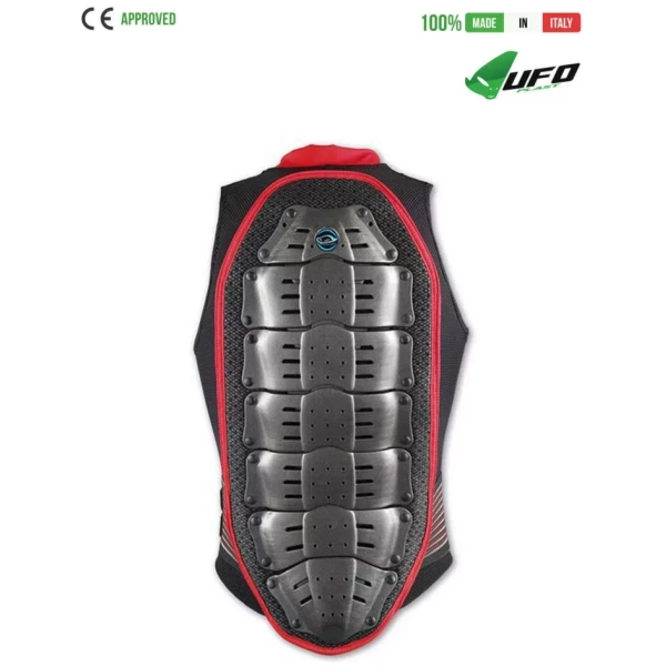 UFO PLAST Made in Italy – Speed – Sicherheitsjacke, ärmellos, Körperschutz, harte Frontpolster, schwarz mit rot Körperschutzjacken