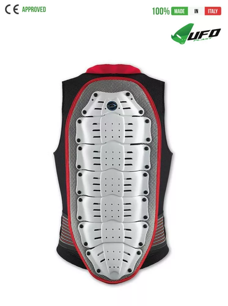 UFO PLAST Made in Italy – Speed – Safety Jacket Sleeveless Body Protector Hard Front Pads, White with Red Body Armor Jackets