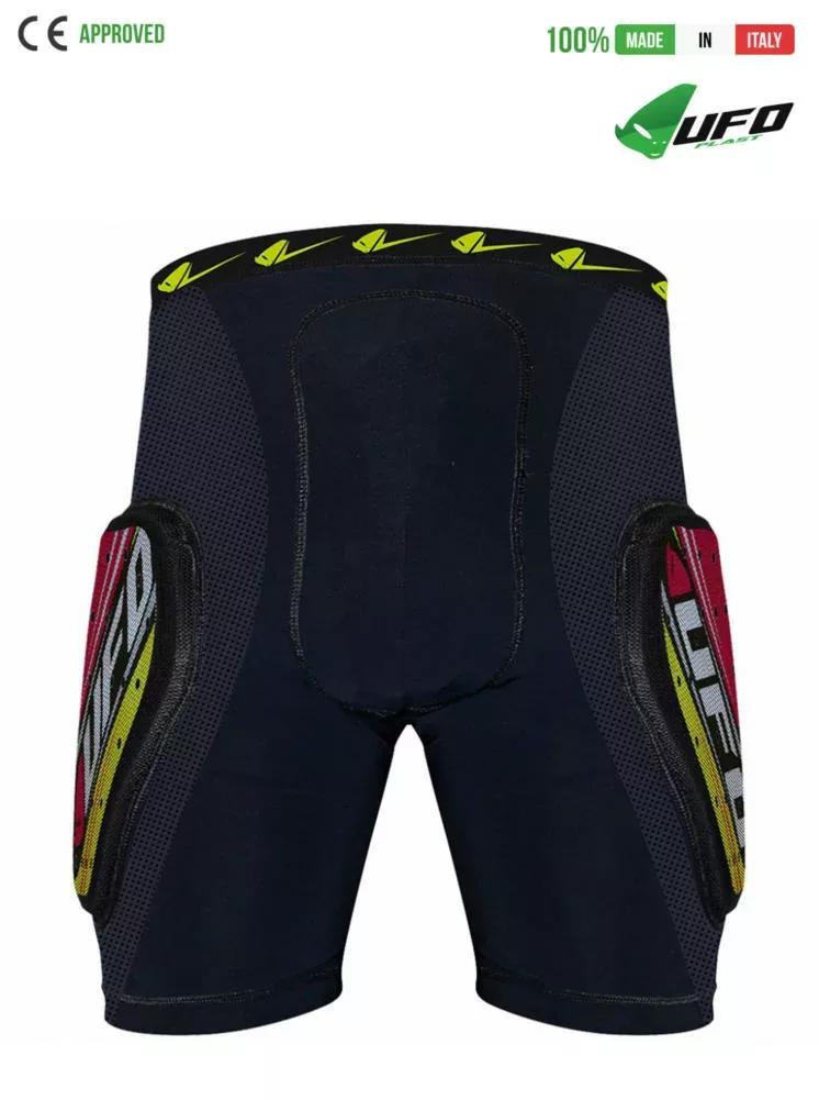 UFO PLAST Made in Italy – Kombat Padded Riding Shorts, Hip and Lateral Protection, Perforated Microshock Material Red Padded Shorts