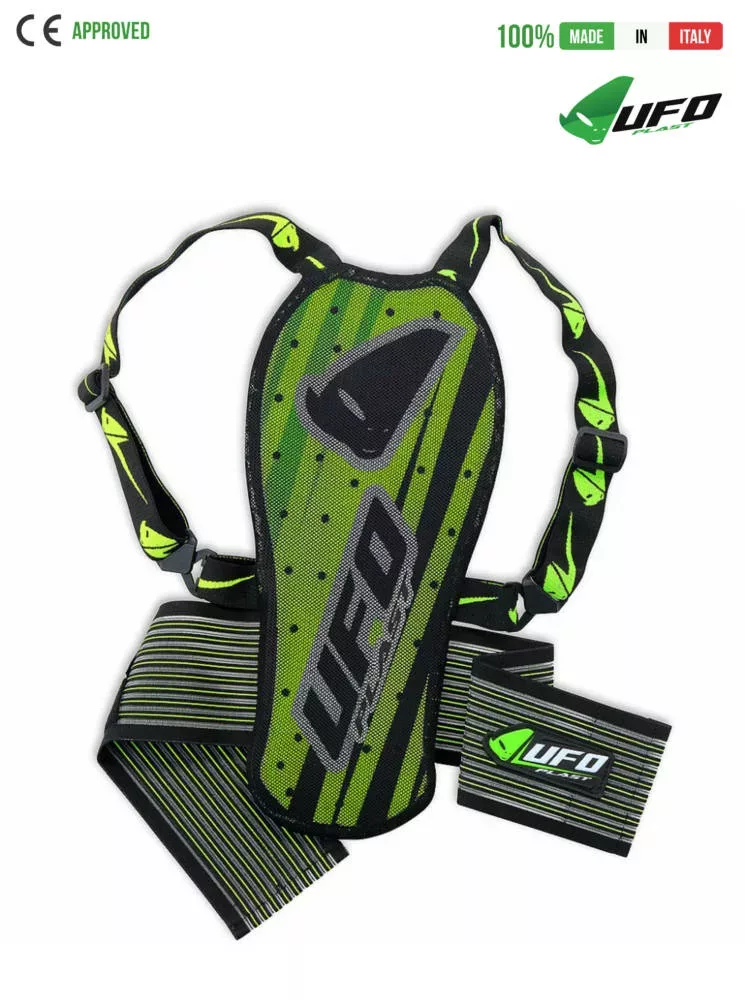 UFO PLAST Made in Italy - KOMBAT Back Protector For Kids - Long, age 9-12,  Safety Kit with Back Support Belt - SKATE GURU INC