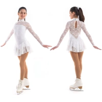 Sagester Vestido de patinaje artístico Estilo: 132, blanco Vestidos