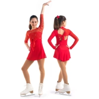 Sagester Vestido de patinaje artístico Estilo: 135, rojo Vestidos