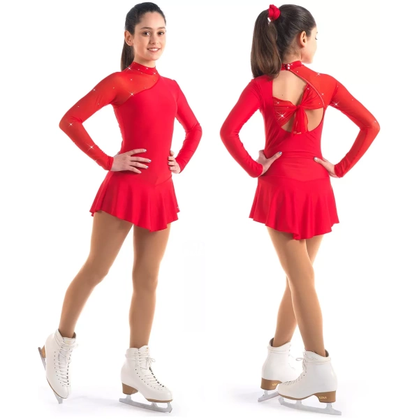 Sagester Vestido de patinaje artístico Estilo: 149, rojo Vestidos