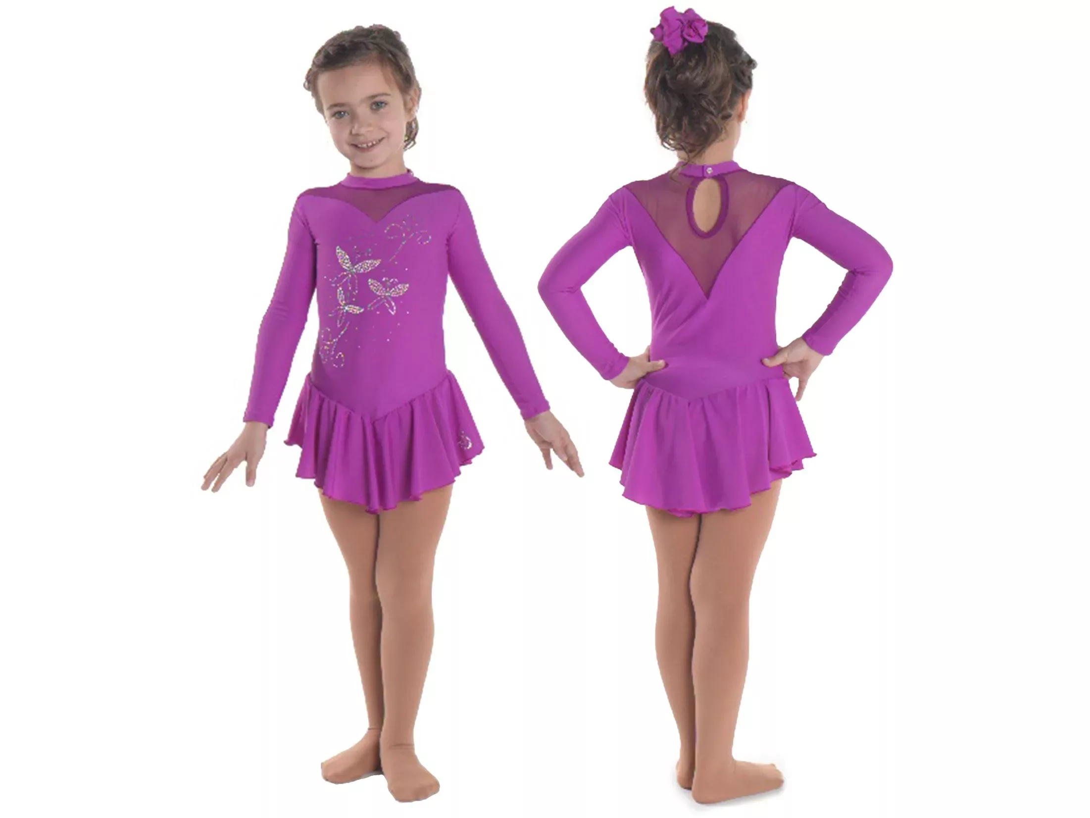 Sagester Robe de patinage artistique Style : 132, violet fuchsia Robes