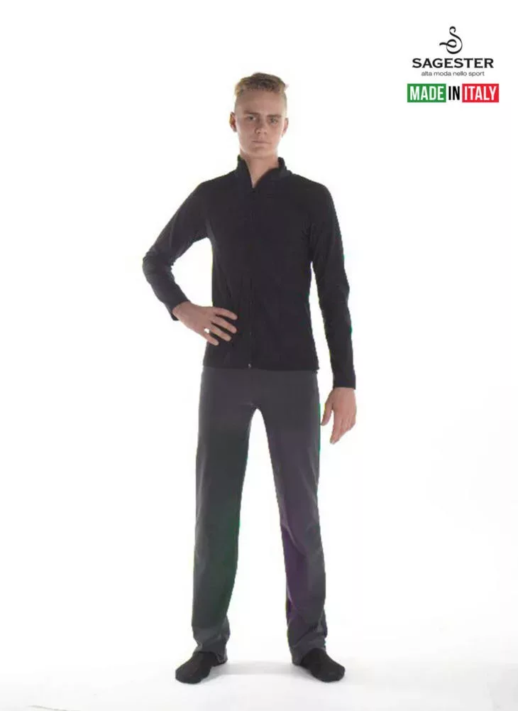 SAGESTER Schwarze Eislaufjacke, #249/MEN, handgefertigt in Italien Herren- und Jungenhemden
