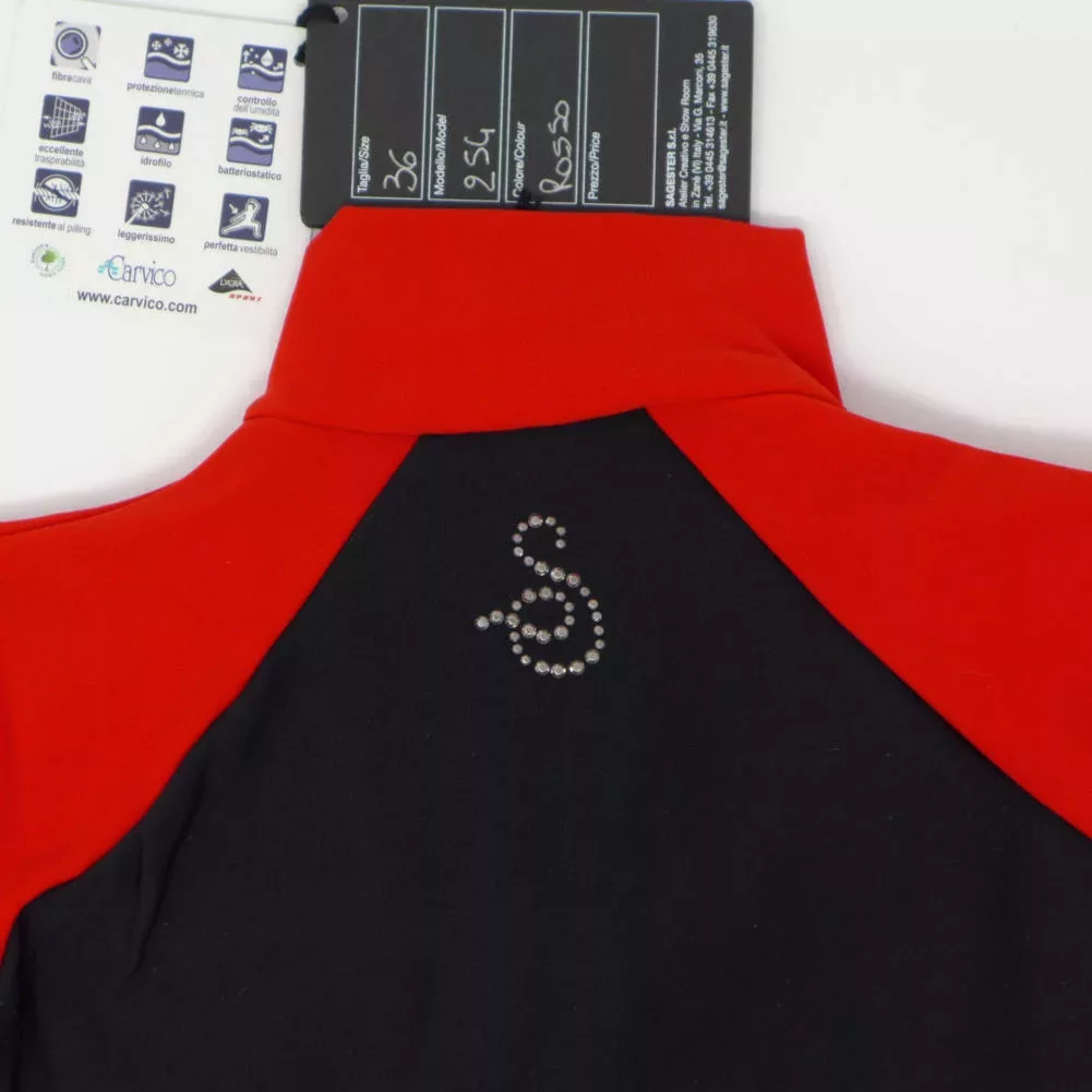 SAGESTER Veste de patinage sur glace noire et rouge pour homme, #254/MEN, fabriquée à la main en Italie Chemises pour hommes et garçons