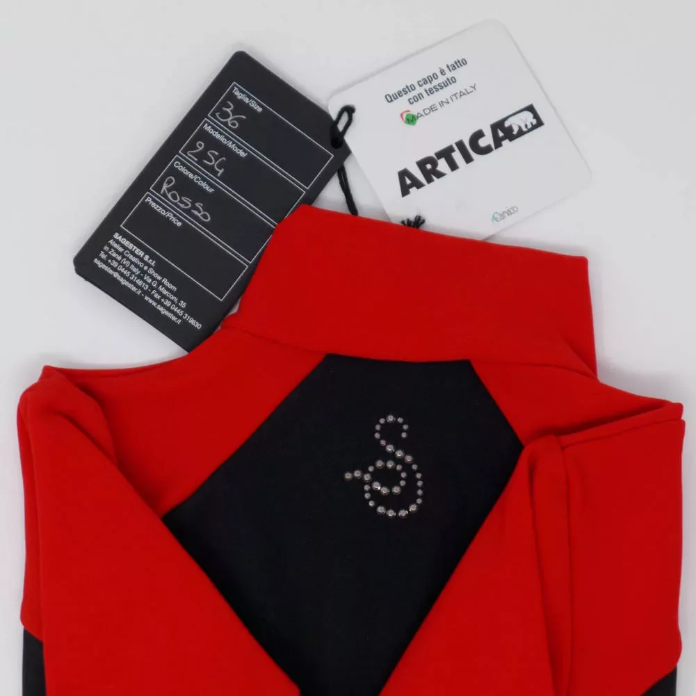 SAGESTER Herren-Eislaufjacke in Schwarz und Rot, #254/MEN, handgefertigt in Italien Herren- und Jungenhemden