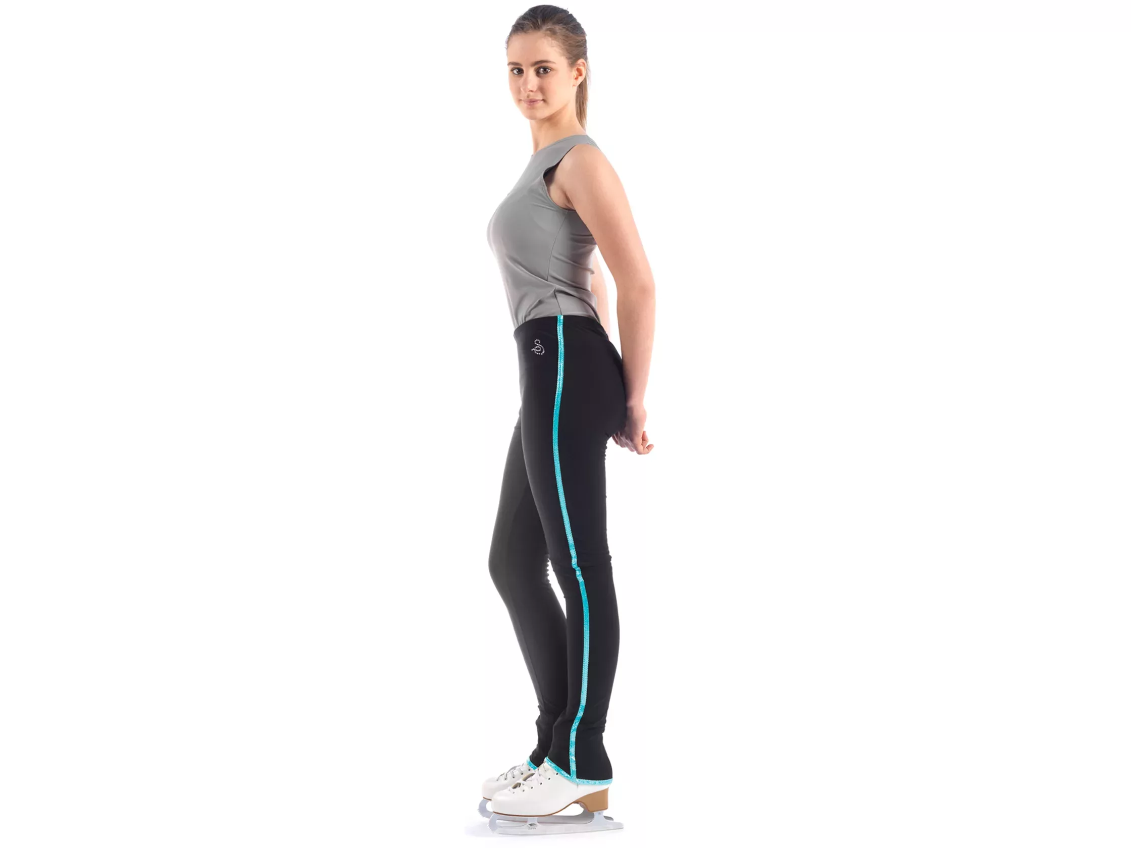Pantalon de patinage artistique Sagester Style : 424, bords turquoise Pantalons pour femmes et filles