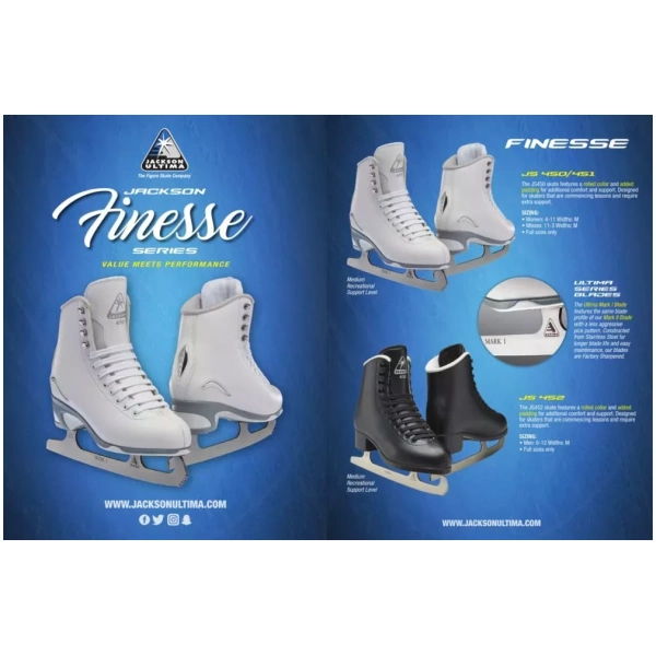 SKATE GURU Jackson Ultima Eiskunstlauf-Schlittschuhe FINESSE JS450 Bundle mit Tasche und Schutzvorrichtungen Bündel