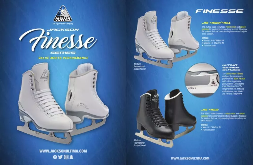 SKATE GURU Jackson Ultima Patins à glace FINESSE JS450 avec protections de patins Liasses