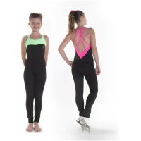 Sagester Body de patinage artistique Style : 625, noir avec vert Bodys pour femmes et filles