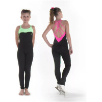 Sagester Figure Skating Bodysuit Style: 625, Black with Green