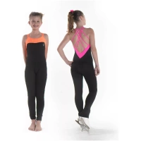 Sagester Eiskunstlauf-Body, Stil: 625, Schwarz mit Orange Bodys für Damen und Mädchen