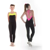 Sagester Figure Skating Bodysuit Style: 625, Black with Yellow Women's and Girls' Bodysuits