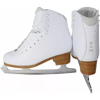 GAM Silver Label G0780 white figure skates for women with Aspire XP blades and tan stacked heels
