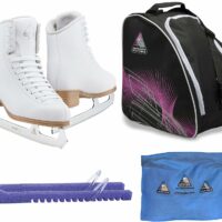 Jackson Ultima Figure Ice Skates Classic JC500 / Medium to Wide/Adult 4 Bundle with Bag, Guardog Skate Guards, Towel