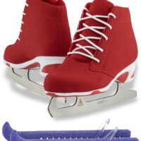Jackson Softec Diva ice skates in Red with Guardog 840 guards