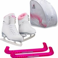 Jackson Ultima Finesse JS180 Figure Ice Skates for Women Bundle with Guardog Skate Guards, Jackson Skate Bag JL350 / Skates Color: Pink/Width: Medium/Size: Adult 4