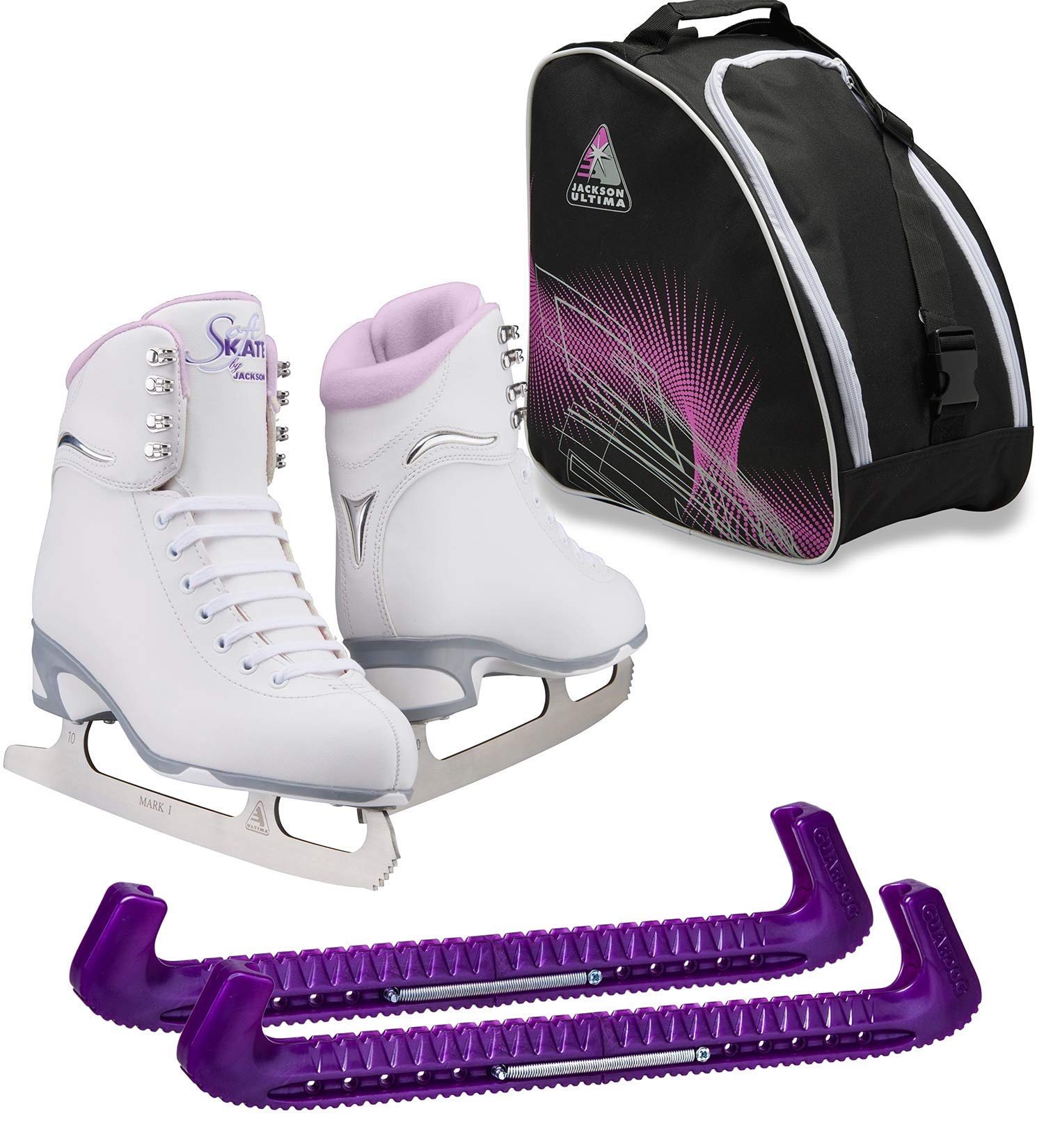 Jackson Finesse 180 Women’s & Girls’ Ice Skate Bundle — Skate guards + skate bag