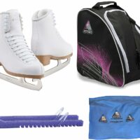 Jackson Ultima Figure Ice Skates Classic JC200 / Medium to Wide/Adult 4 Bundle with Bag, Guardog Skate Guards, Towel