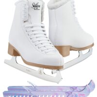 Jackson Classic JC380 Fleece Lining Figure Ice Skates - Womens 4 - Bundle with Skate Guards