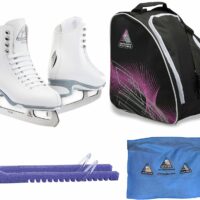 Jackson Ultima Figure Ice Skates Finesse JS150 / Medium to Wide/Adult 4 Bundle with Bag, Guardog Skate Guards, Towel