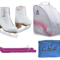 Jackson Ultima Figure Ice Skates Freestyle FS2190 / Narrow/Adult 4 Bundle with Bag, Guardog Skate Guards, Towel