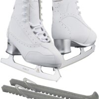 Jackson Ultima Ice Skates Softec White Elite ST7200 Womens 4 Bundle with Skate Guards