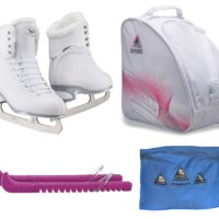 Jackson Finesse 180 ice skates in Fleece with Guardog 837 guards + Pink skate bag + towel