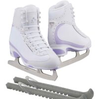 Jackson Ultima Softec Vista ST3200 Figure Ice Skates for Women/Color: White + Skate Guards, Size: Adult 4 Bundle with Guardog Skate Guards