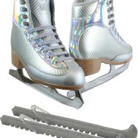 Jackson Ultima Ice Skates Softec Silver Nova ST7100 Womens 4 Bundle with Skate Guards