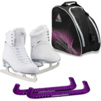 Jackson Finesse 180 ice skates in Fleece with Guardog 140 guards + Purple skate bag