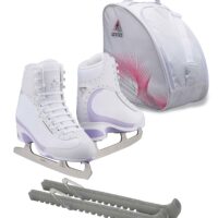Jackson Ultima Softec Vista ST3200 Figure Ice Skates for Women/Color: White + Bag and Skate Guards, Size: Adult 4 Bundle with Guardog Skate Guards, Jackson Skate Bag JL350